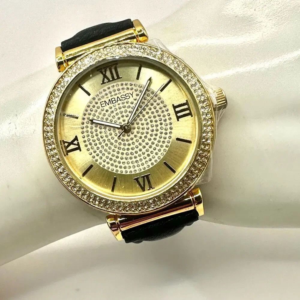 Embassy gold tone rhinestone watch